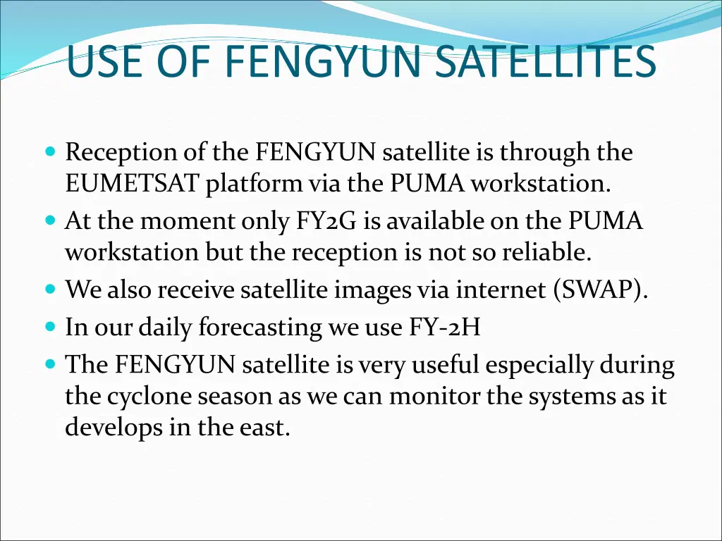 use of fengyun satellites