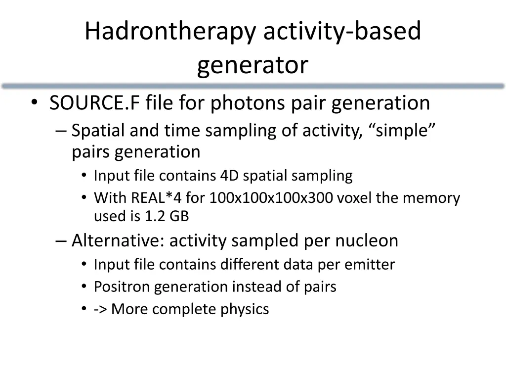 hadrontherapy activity based generator source