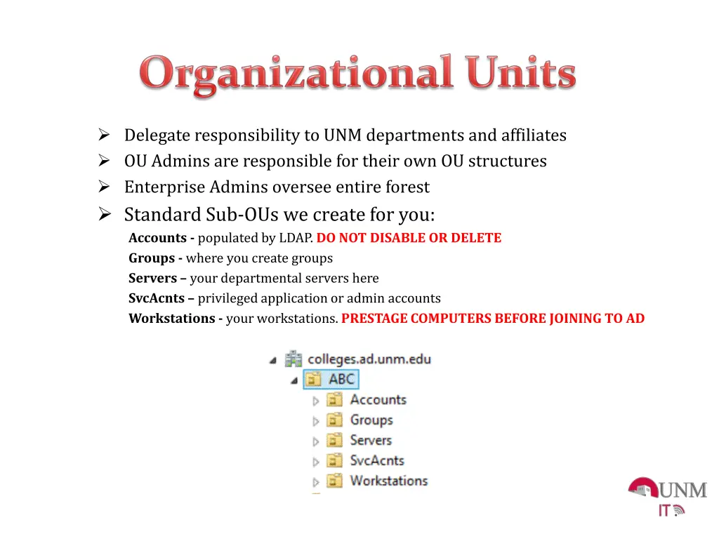 delegate responsibility to unm departments