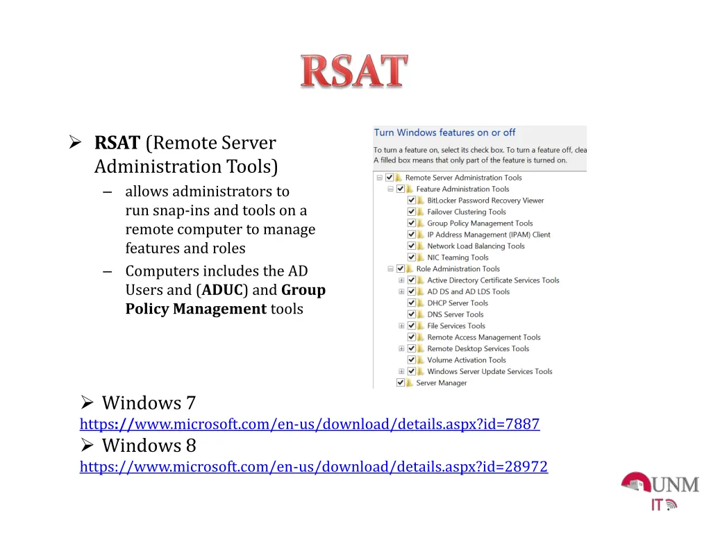 rsat remote server administration tools allows