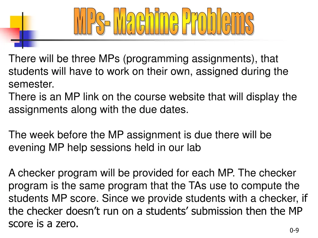 mps machine problems