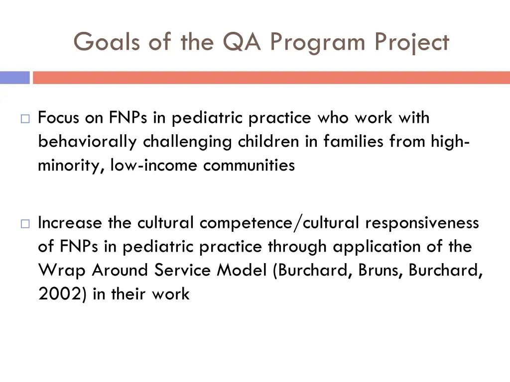 goals of the qa program project