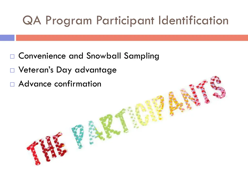 qa program participant identification