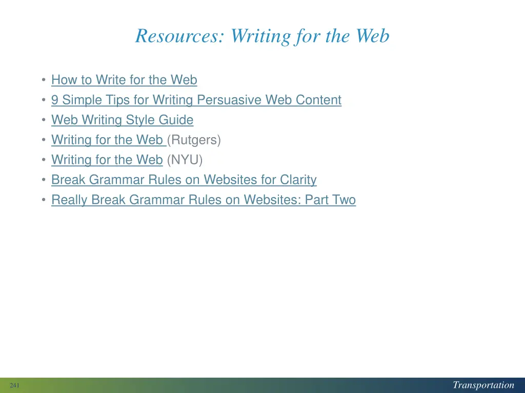 resources writing for the web 1