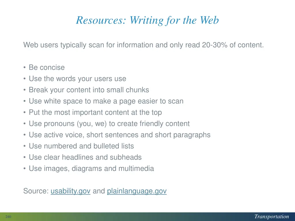 resources writing for the web