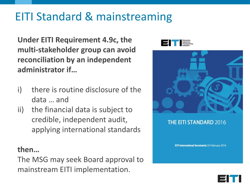 eiti standard mainstreaming