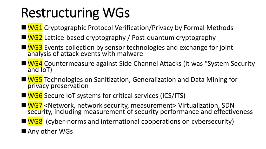 restructuring wgs restructuring