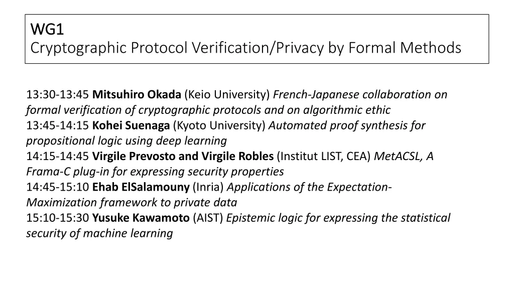 wg1 wg1 cryptographic protocol verification