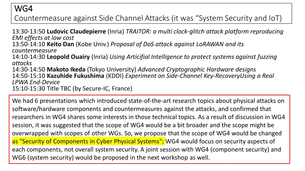 wg4 wg4 countermeasure against side channel