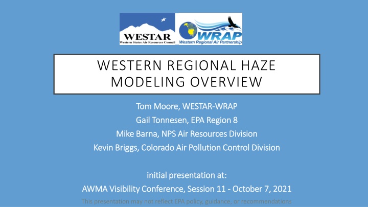 western regional haze modeling overview