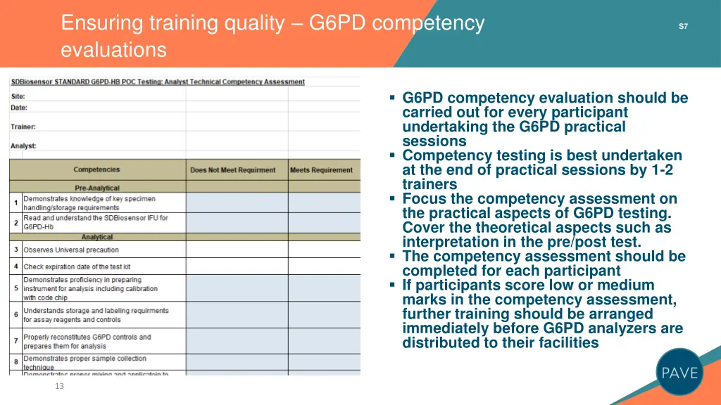 ensuring training quality g6pd competency