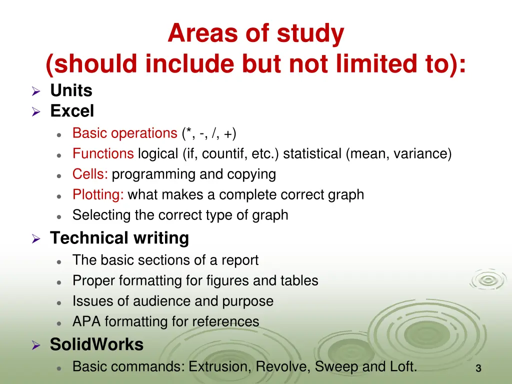 areas of study