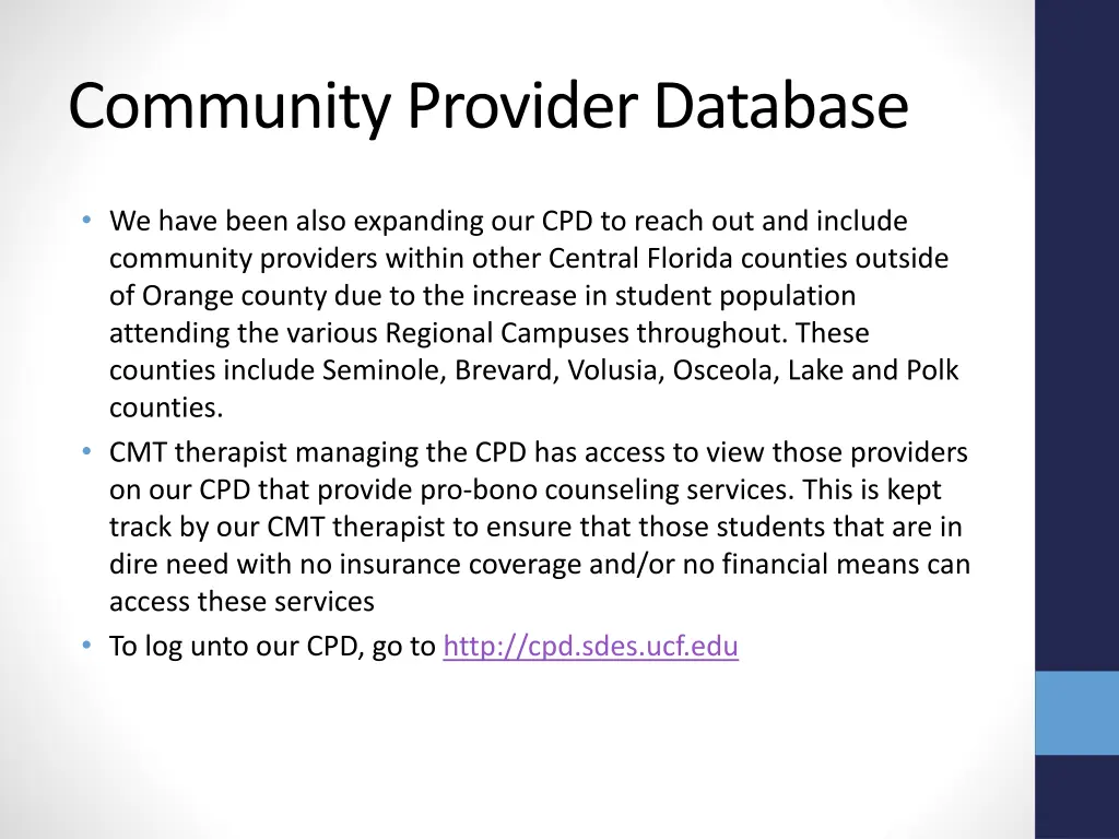 community provider database