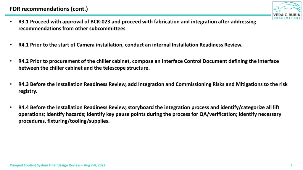 fdr recommendations cont