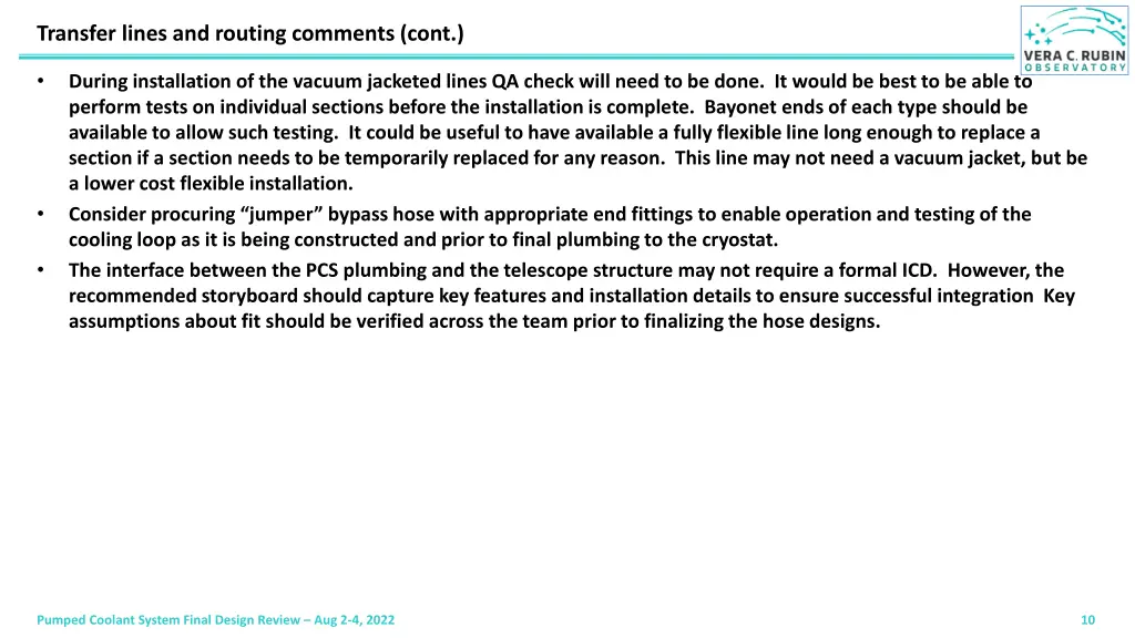 transfer lines and routing comments cont