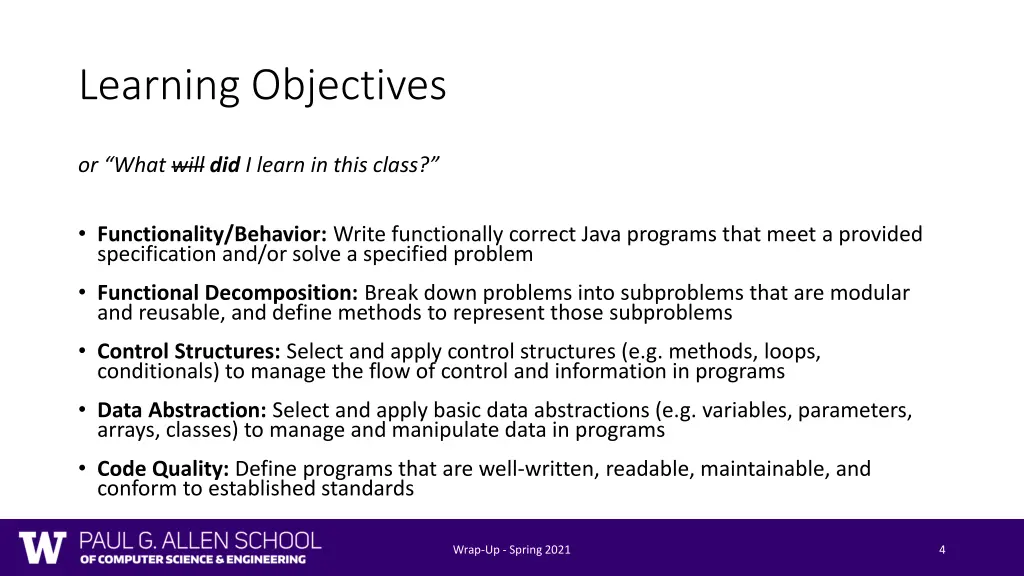 learning objectives