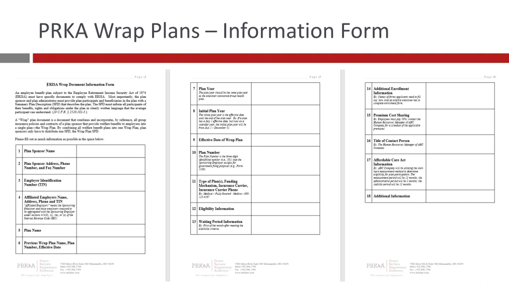 prka wrap plans information form