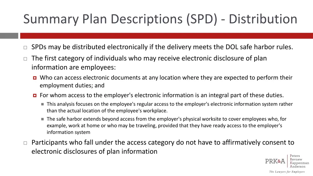 summary plan descriptions spd distribution 1