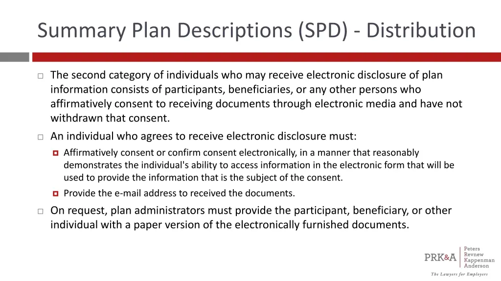 summary plan descriptions spd distribution 2