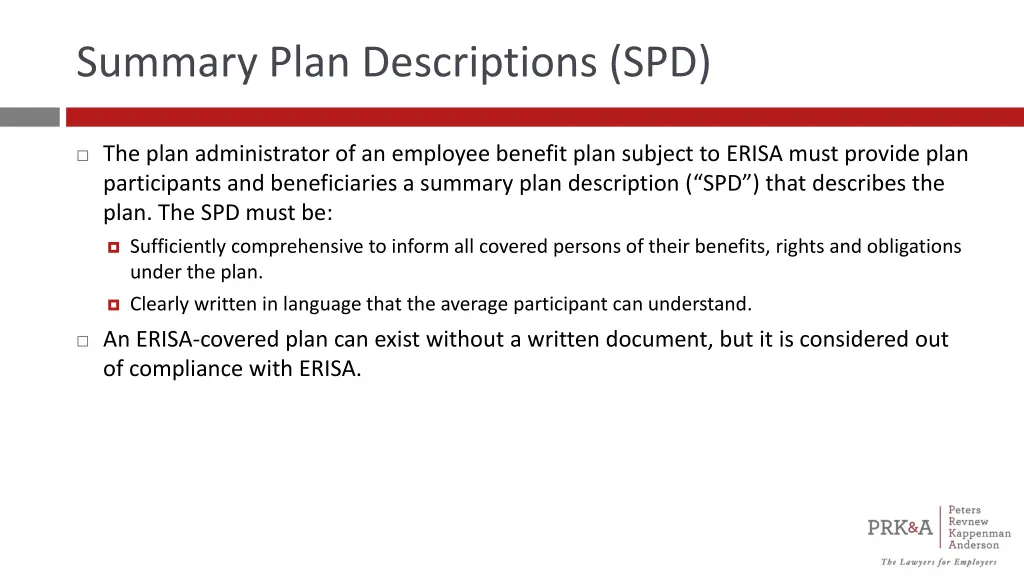 summary plan descriptions spd