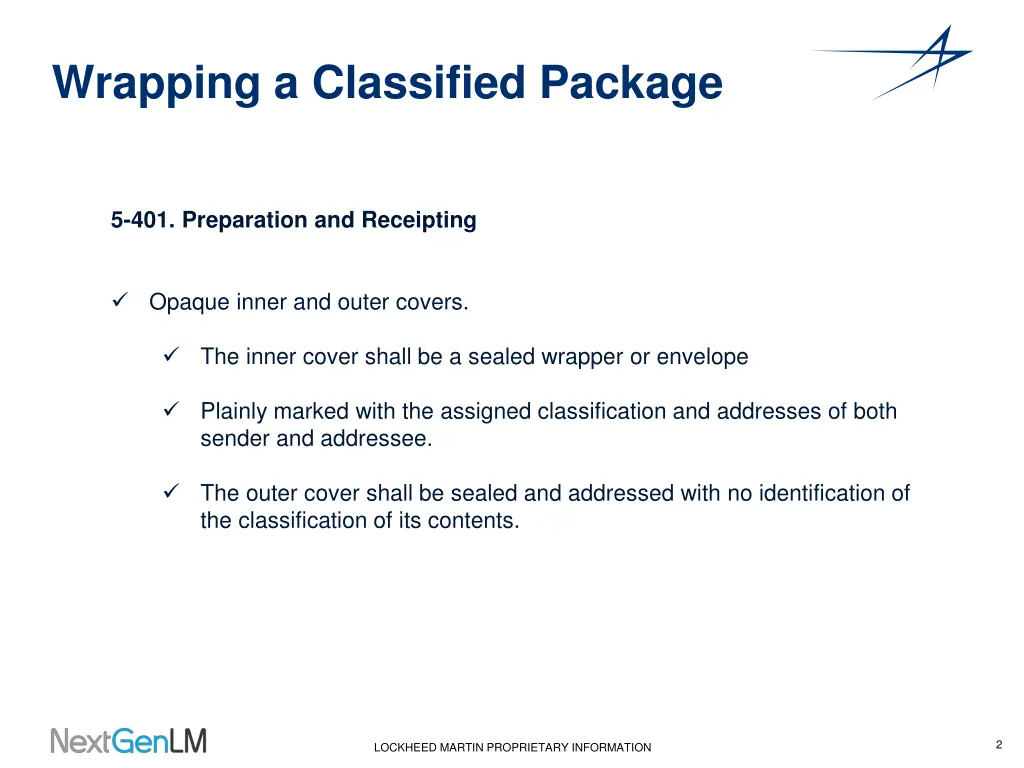 wrapping a classified package