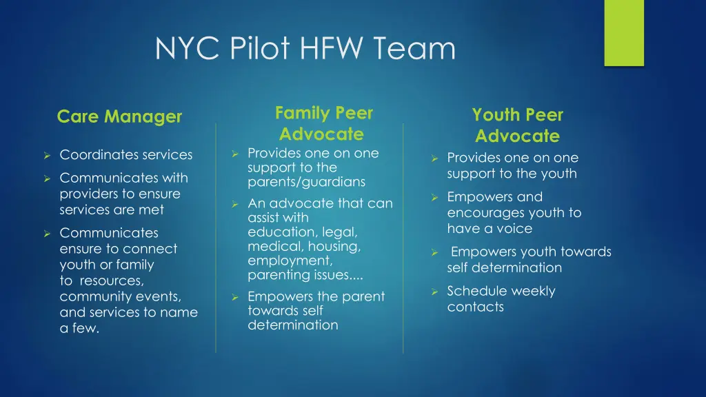 nyc pilot hfw team