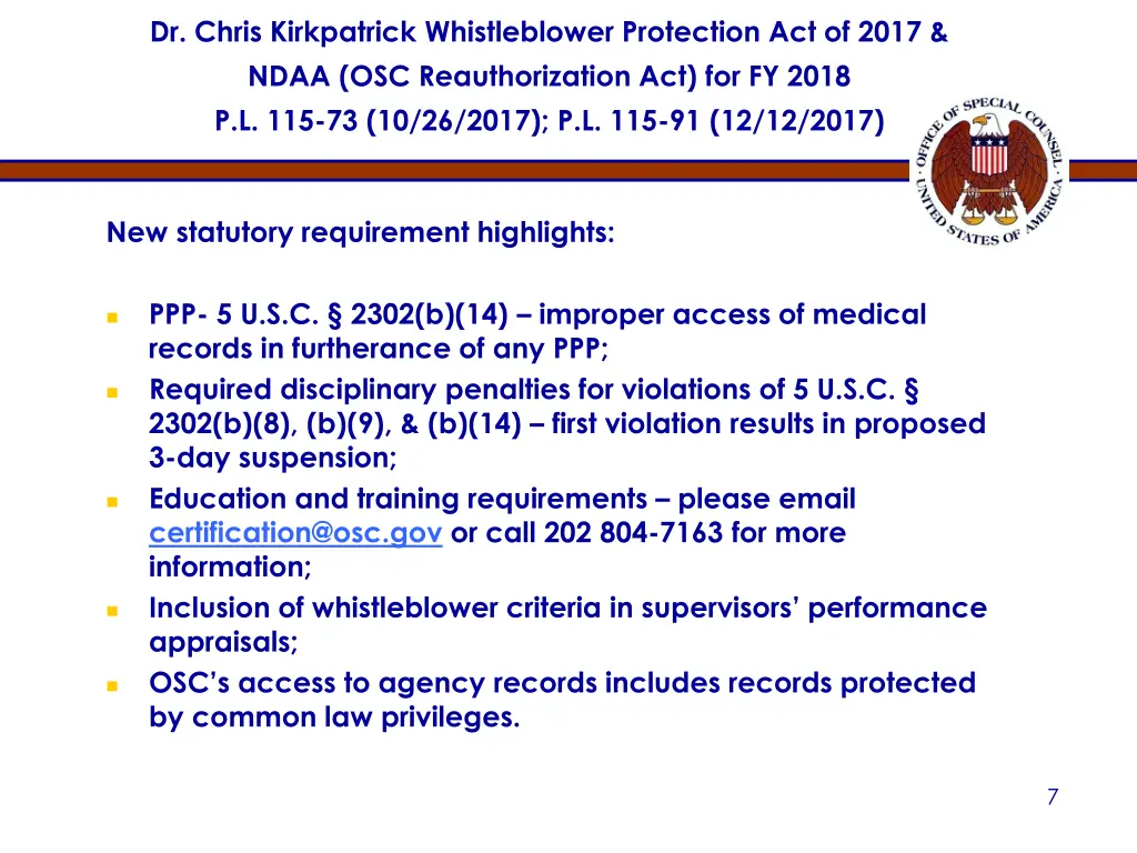 dr chris kirkpatrick whistleblower protection