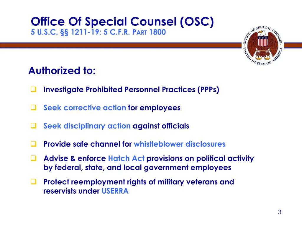 office of special counsel osc 5 u s c 1211