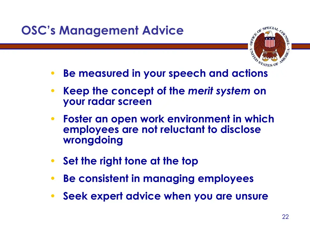 osc s management advice