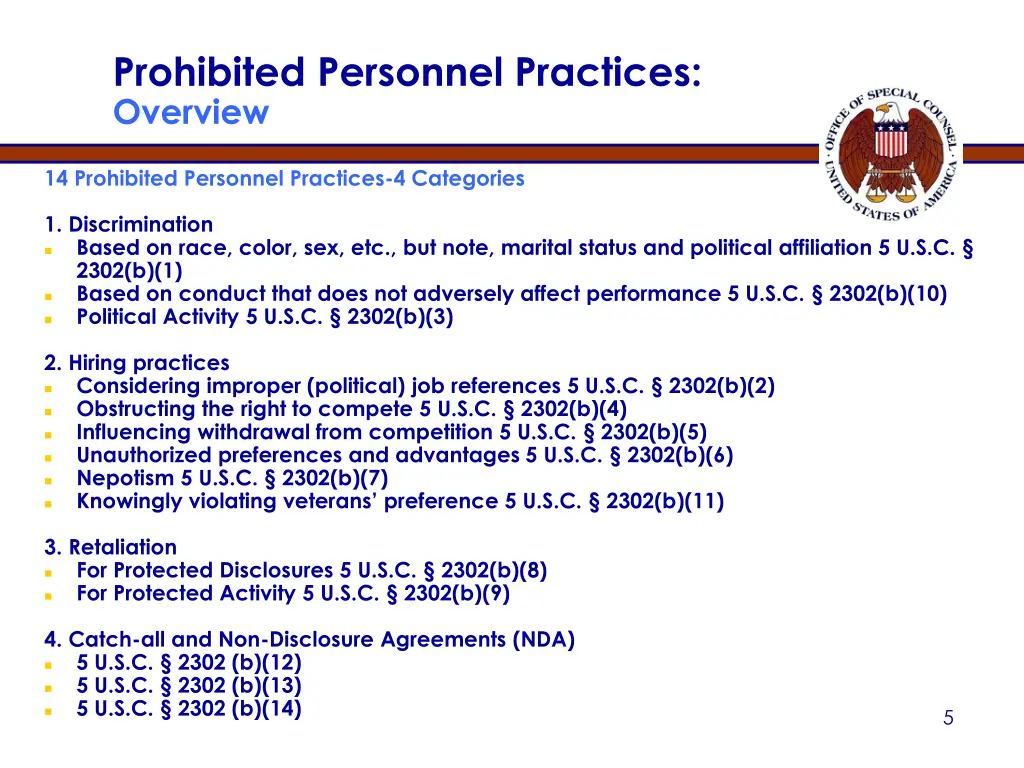 prohibited personnel practices overview