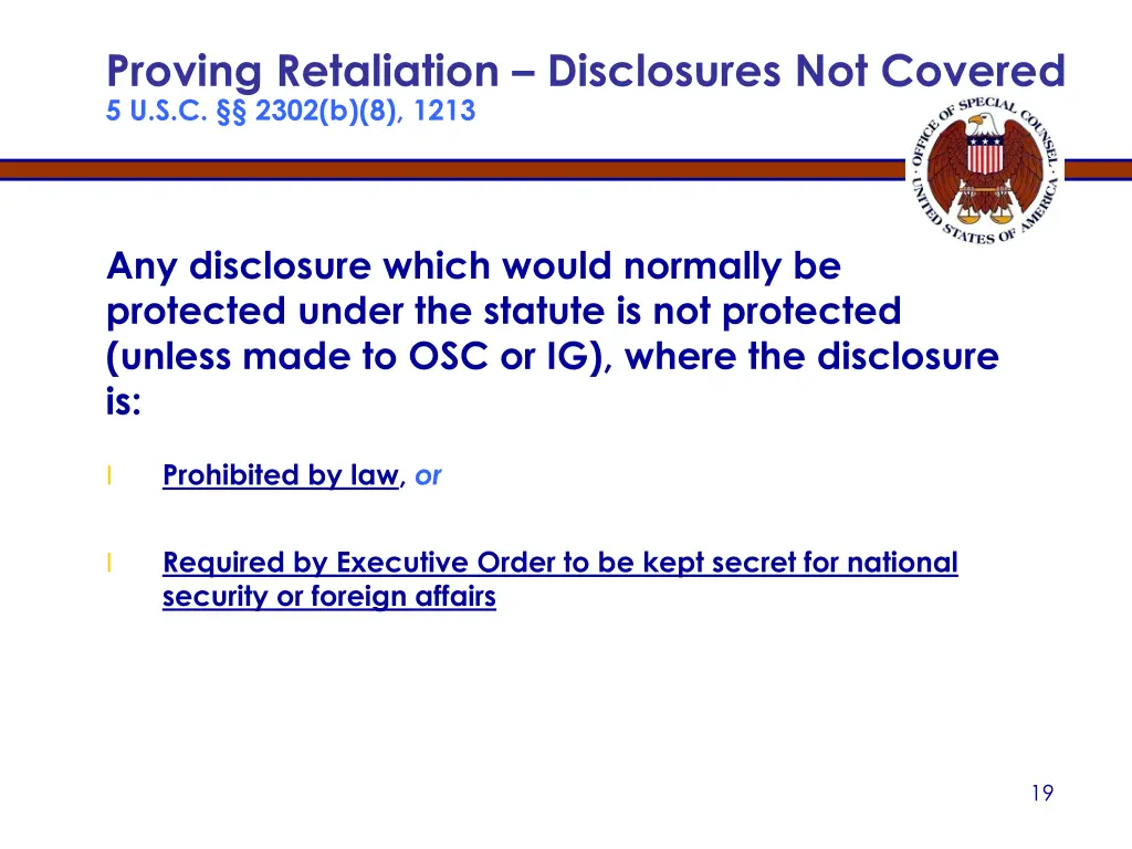 proving retaliation disclosures not covered