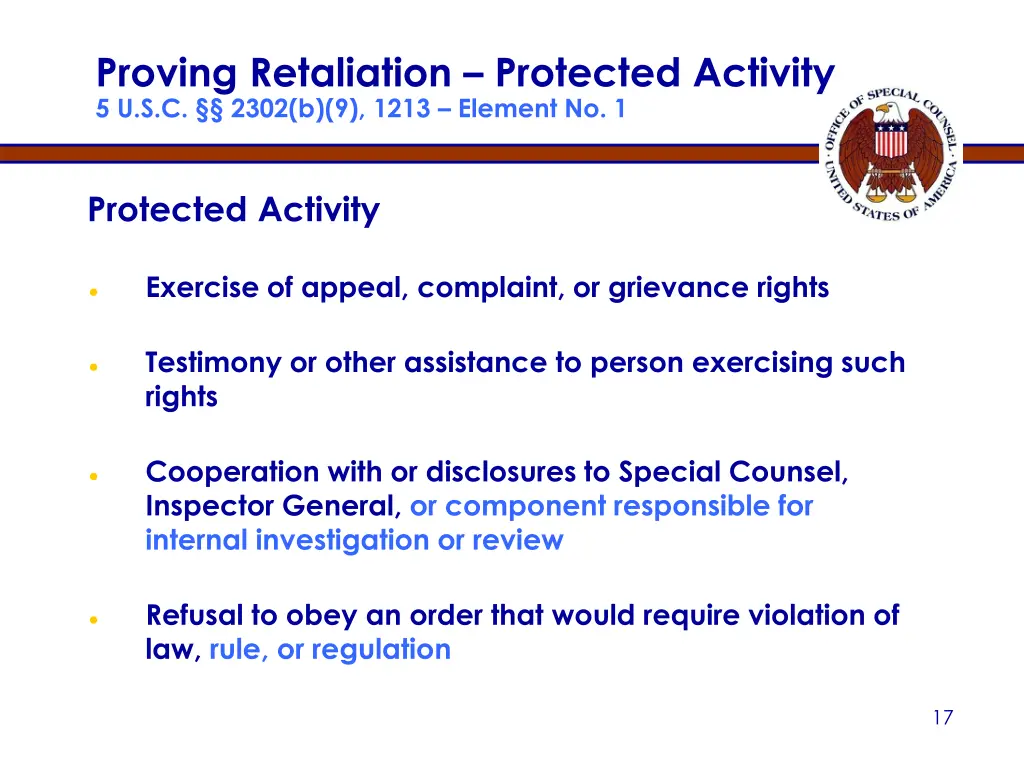 proving retaliation protected activity