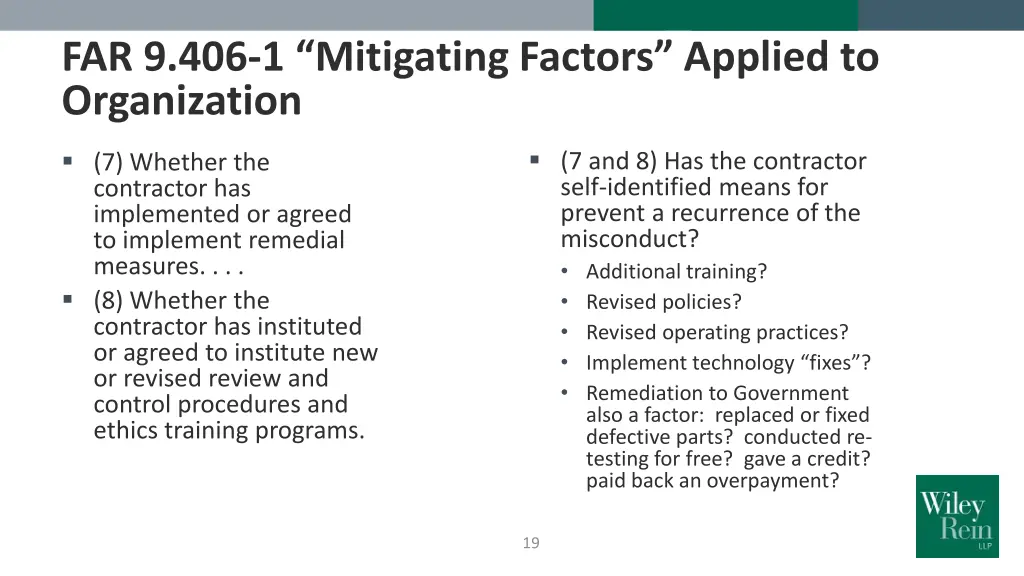 far 9 406 1 mitigating factors applied