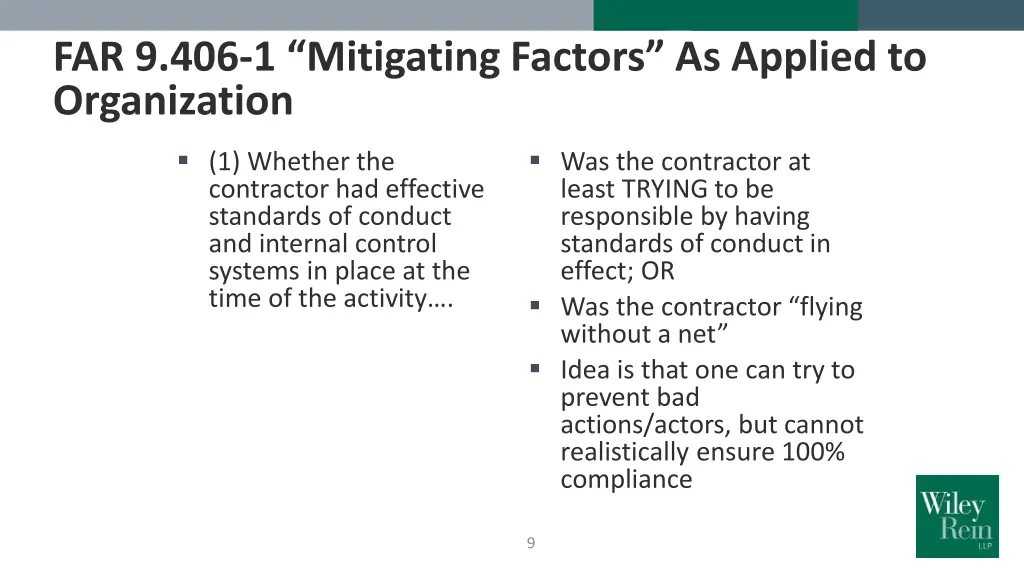 far 9 406 1 mitigating factors as applied