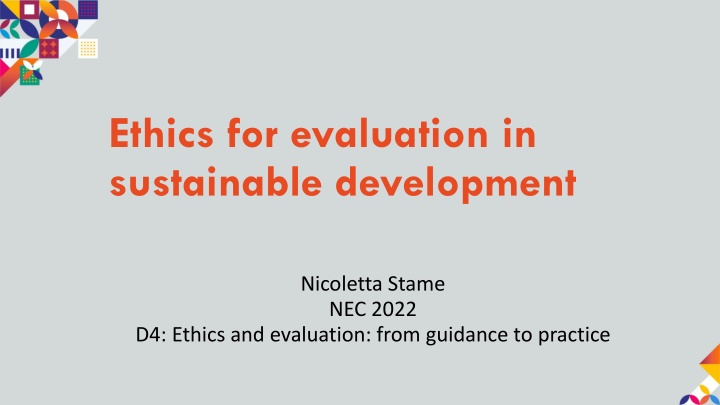 ethics for evaluation in sustainable development