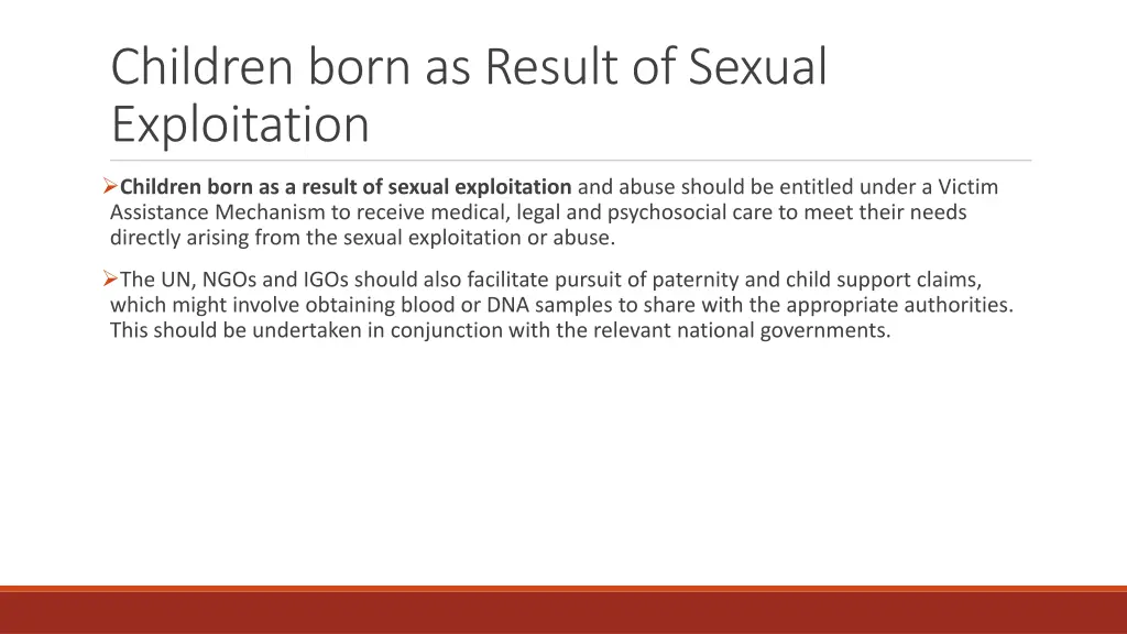 children born as result of sexual exploitation