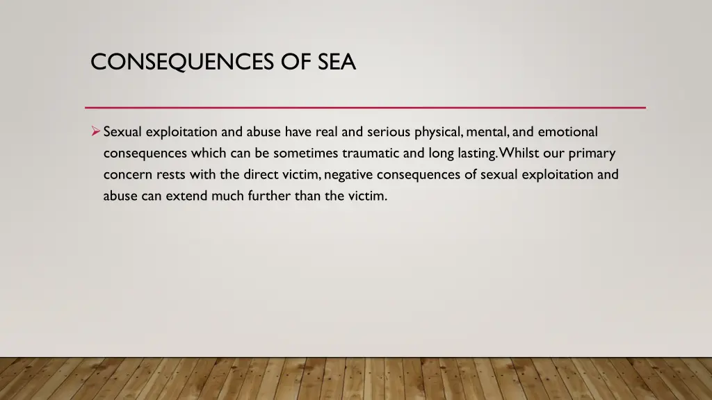 consequences of sea