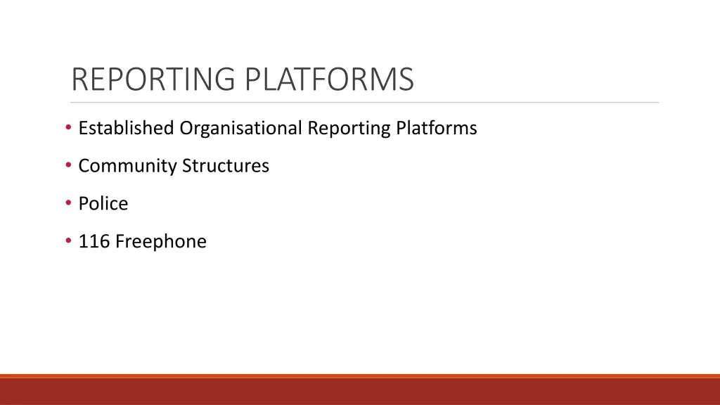 reporting platforms