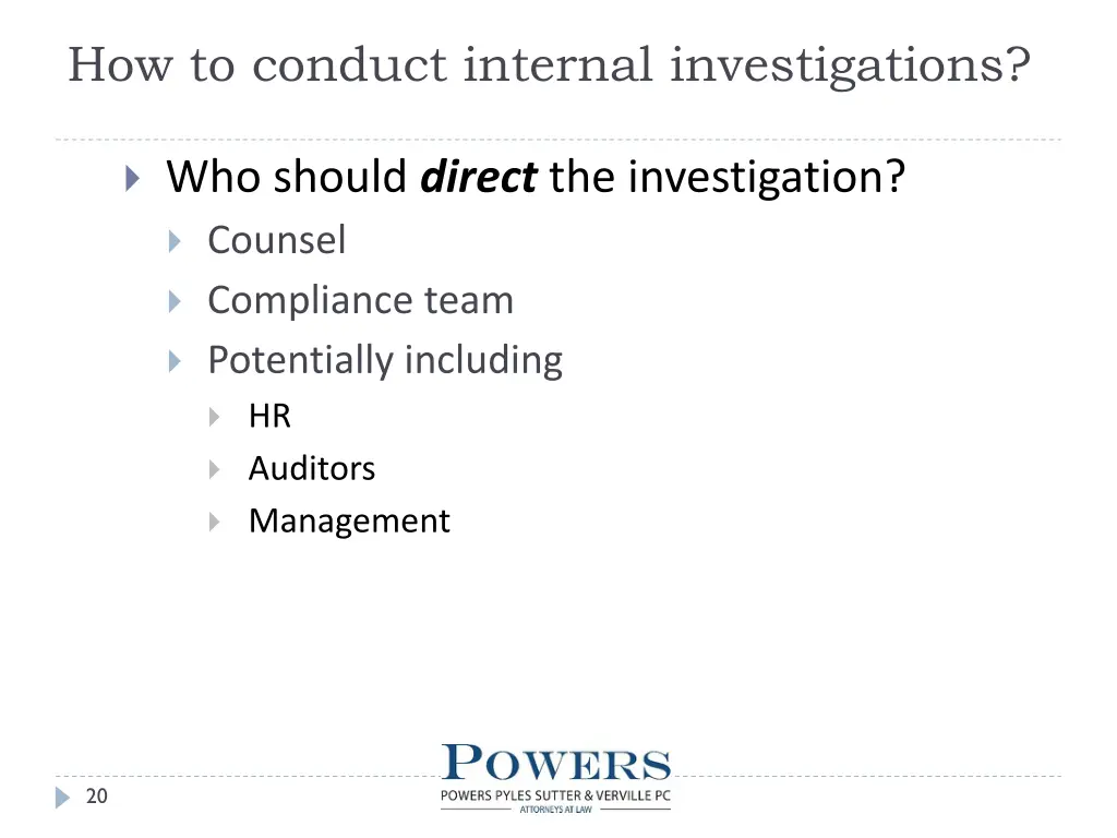 how to conduct internal investigations 10