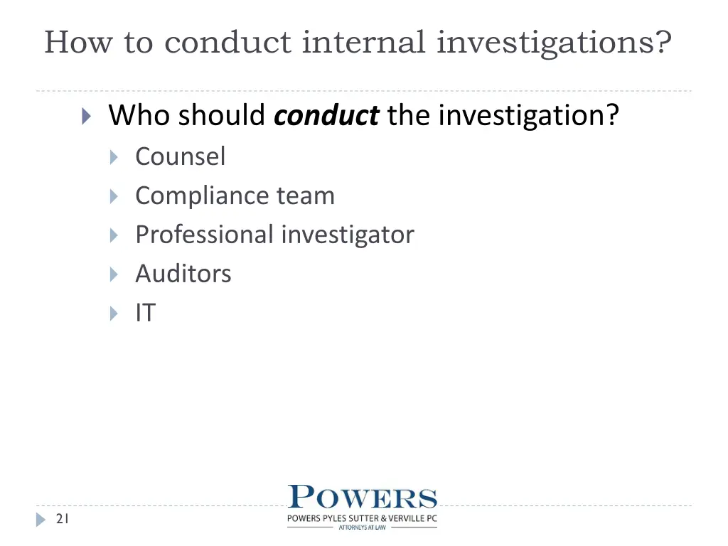 how to conduct internal investigations 11