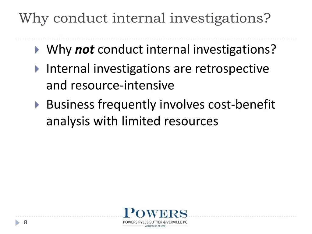 why conduct internal investigations 5