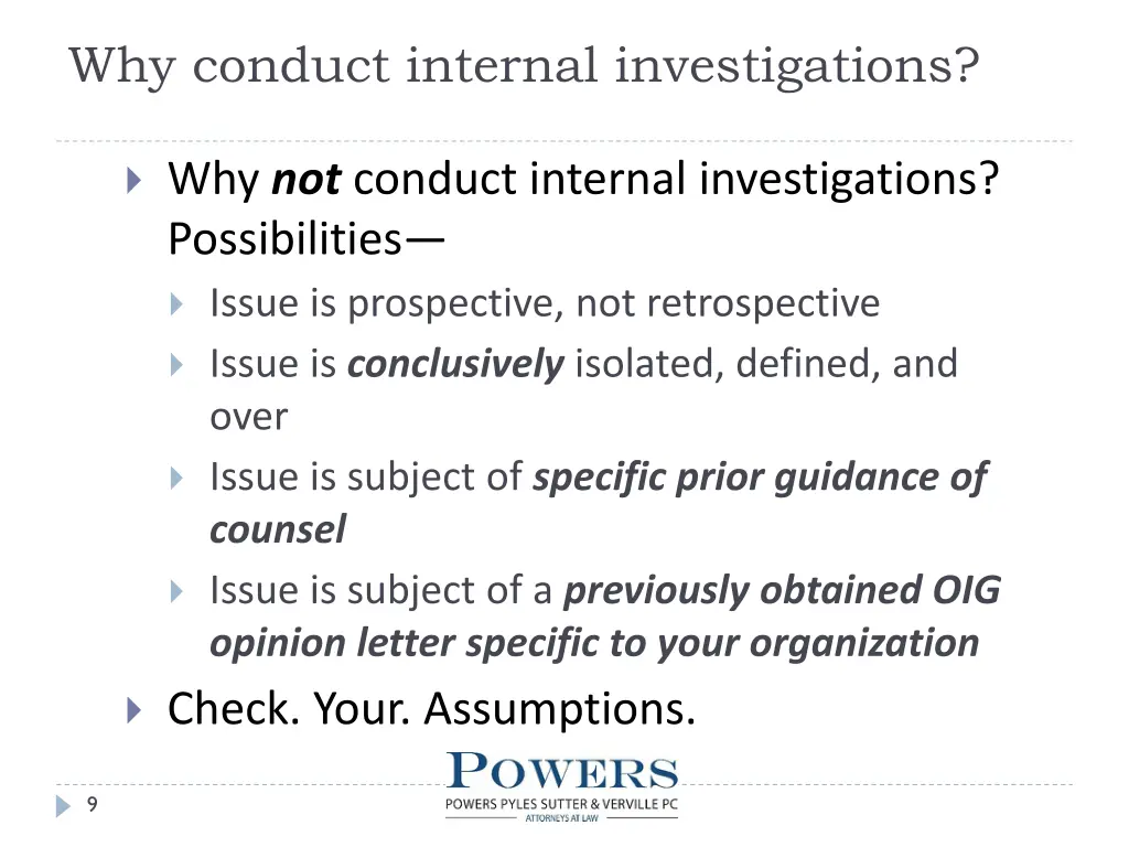 why conduct internal investigations 6