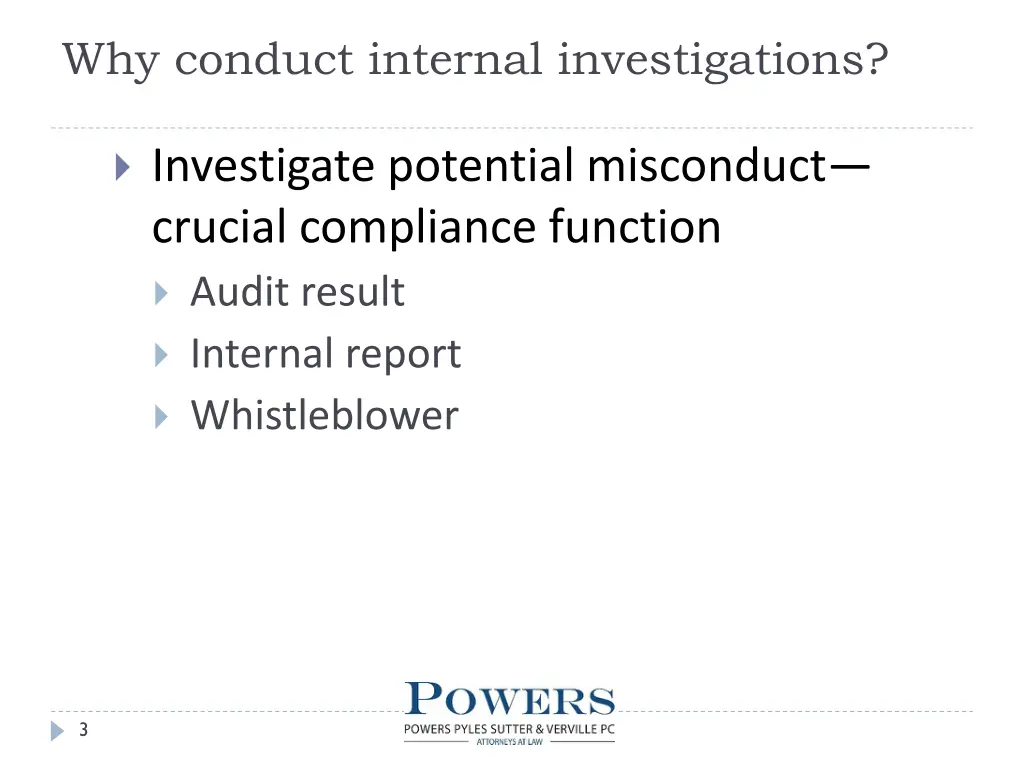 why conduct internal investigations