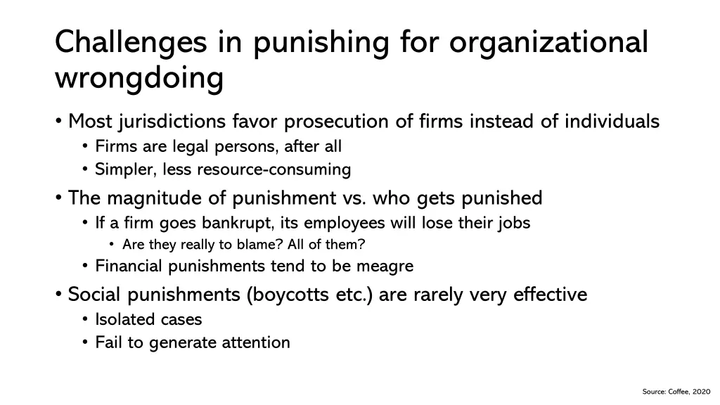 challenges in punishing for organizational