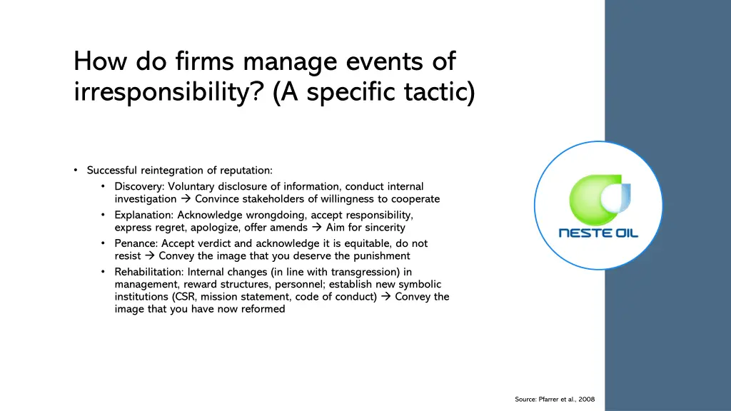 how do firms manage events of irresponsibility 1