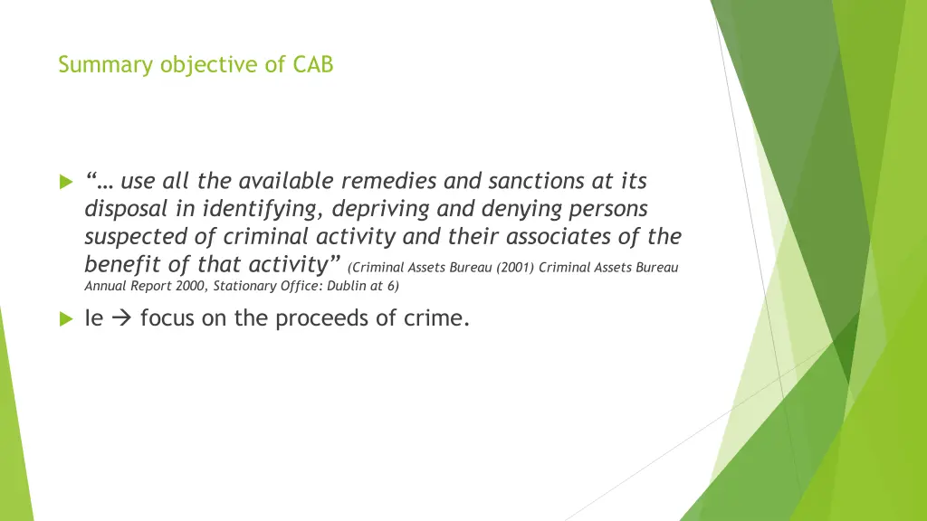 summary objective of cab