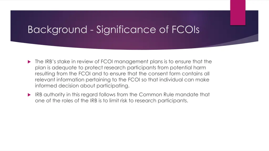 background significance of fcois 1