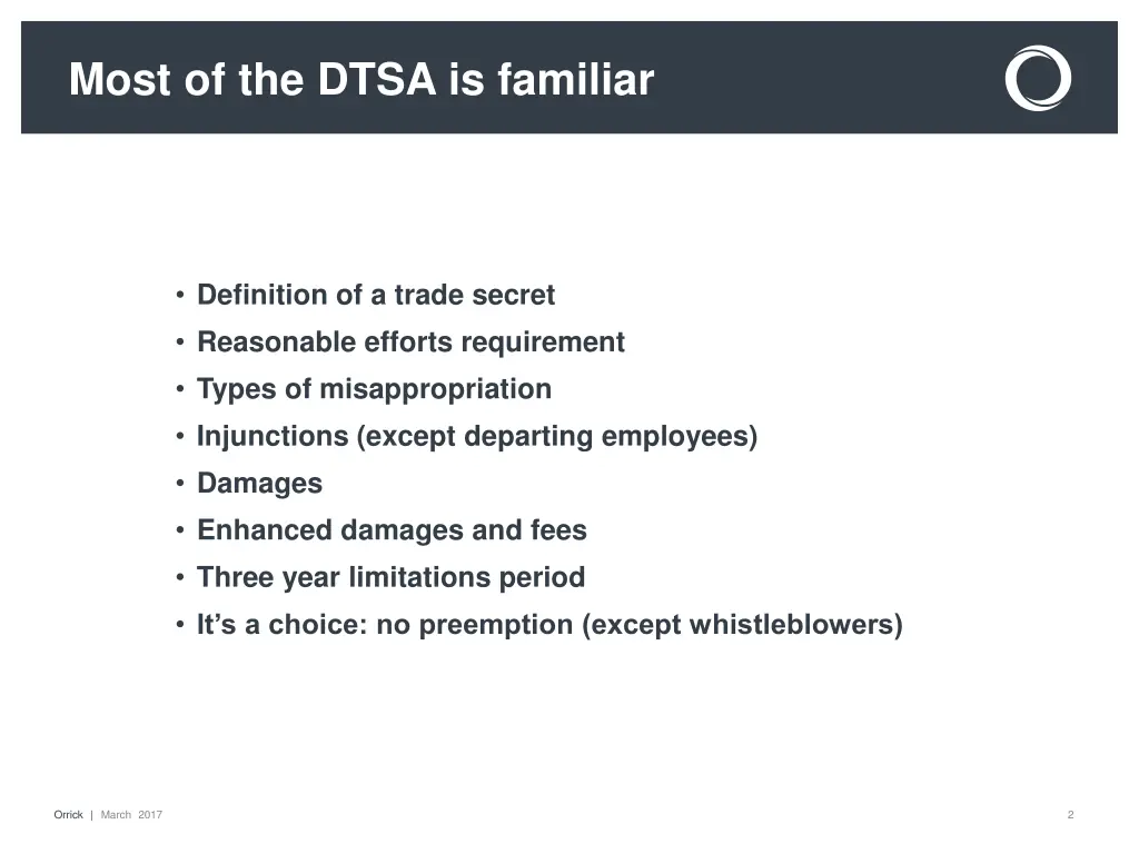 most of the dtsa is familiar