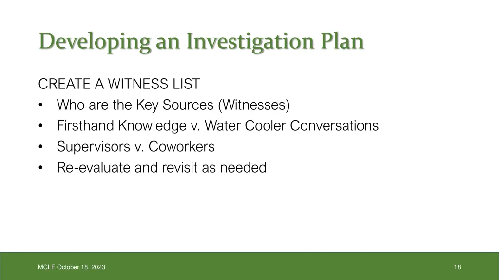 developing an investigation plan 2