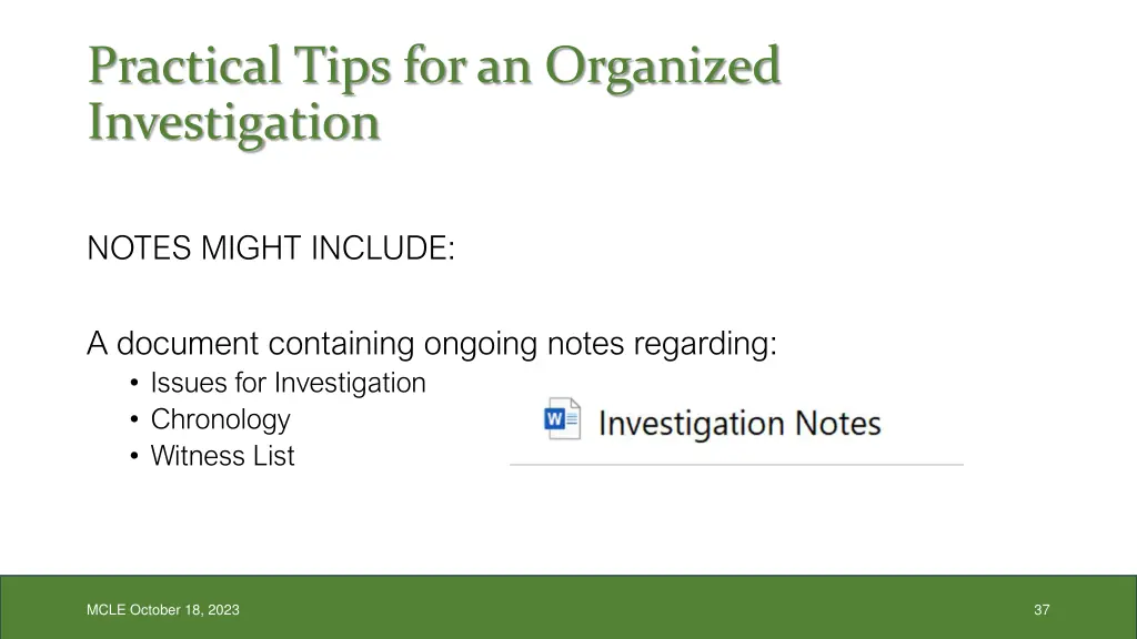 practical tips for an organized investigation 2